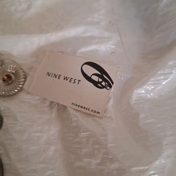 A Nine West Women's Charm Bracelet Boho Tri-Tone Rhinestone Dangle Casual NWT - Picture 2 of 11